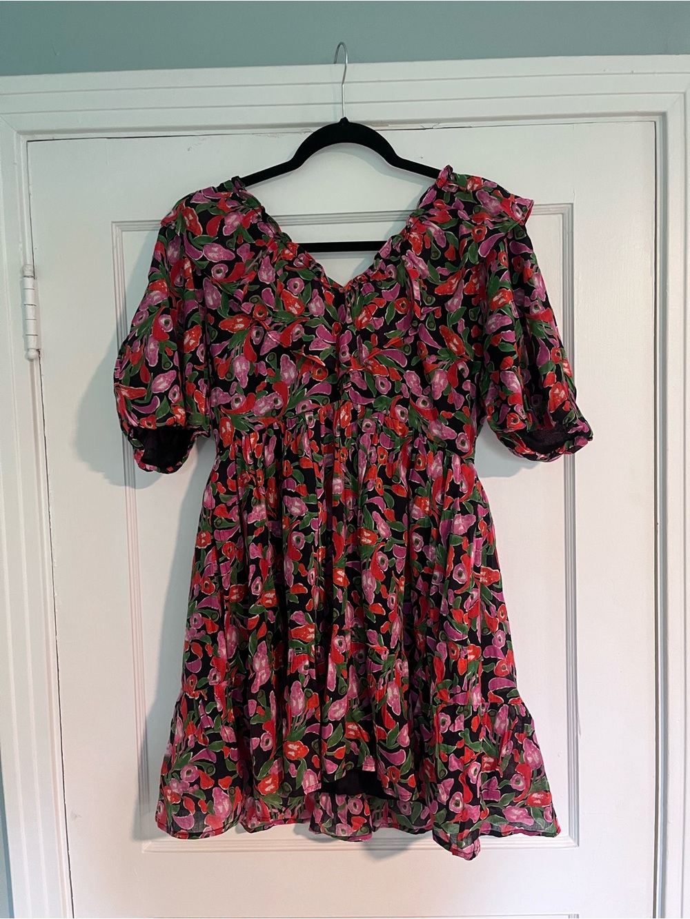 Banjanan Black Mini Dress with Pink & Red Floral